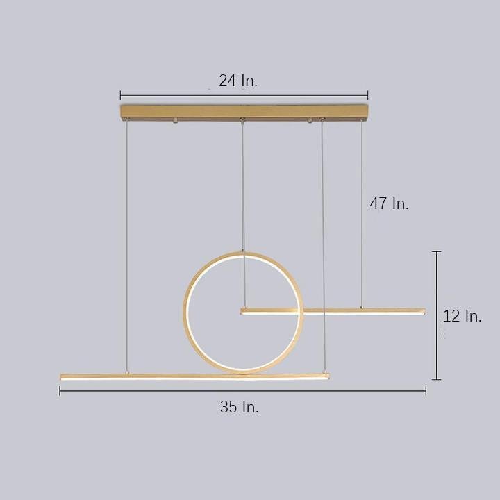 Circle Linear Design LED Modern Chandelier Hanging Ceiling Lights-Lighom