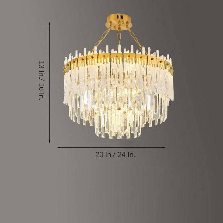Nordic Gold Chandelier, 16" Cord, Neutral Light