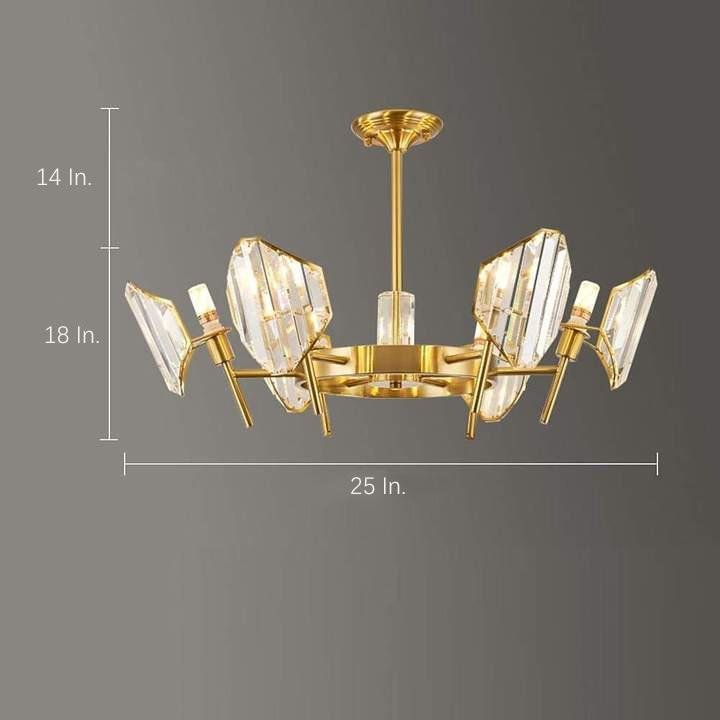 Brass Ring Frame Crystal Gold Metal Pendant Chandelier