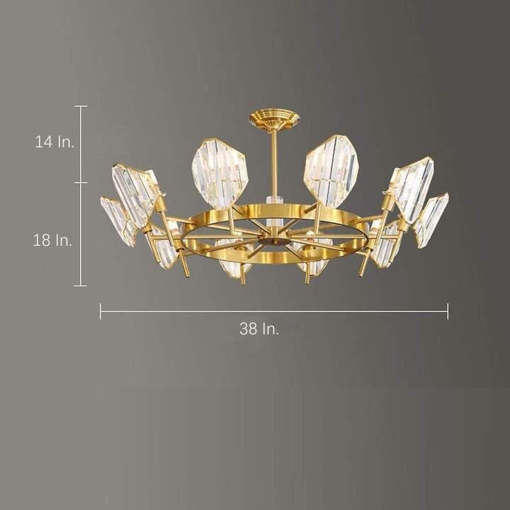 Brass Ring Frame Crystal Gold Metal Pendant Chandelier