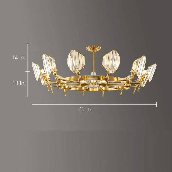 Brass Ring Frame Crystal Gold Metal Pendant Chandelier