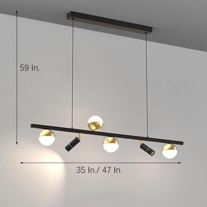 6/8-Light Black Horizontal Linear Island Pendant