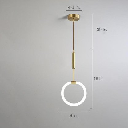 Circle LED Gold Modern Pendant Light Hanging Lamp Island Lights Chandelier-Lighom