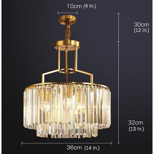 Round Crystal Copper LED Nordic Chandeliers Island Lights Pendant Light-Lighom