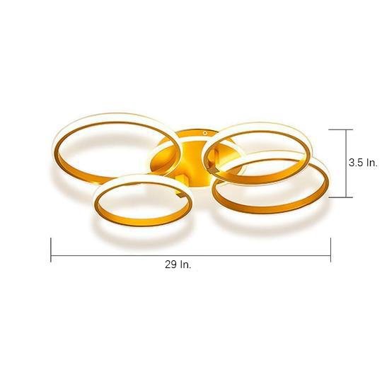 Four-Circle Artistic Gold Metal LED Flush Mount Light