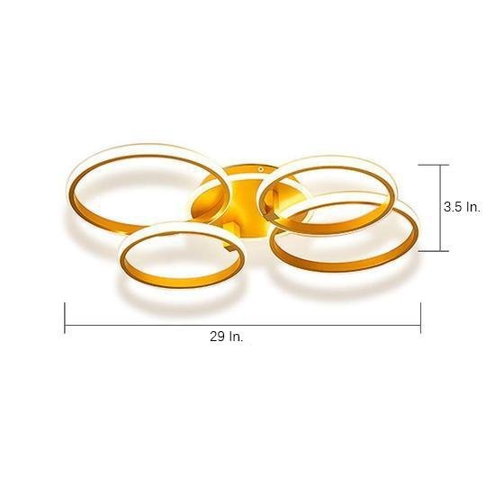 Four-Circle Artistic Gold Metal LED Flush Mount Light