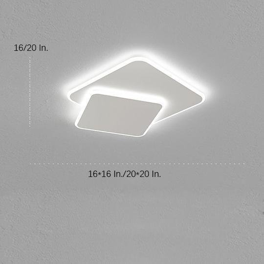 2-Light White Square LED Flush Mount Light