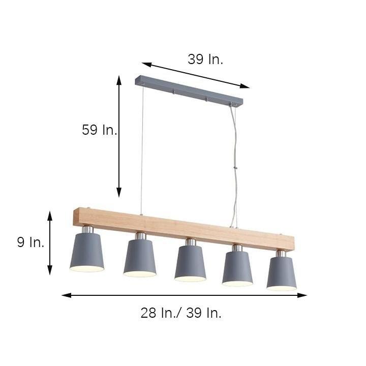 Row Farmhouse Metal Wood Bamboo Pendant Light