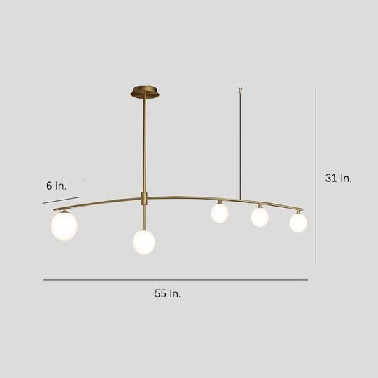 Curved Line 9-Light Glass LED Gold Modern Chandelier