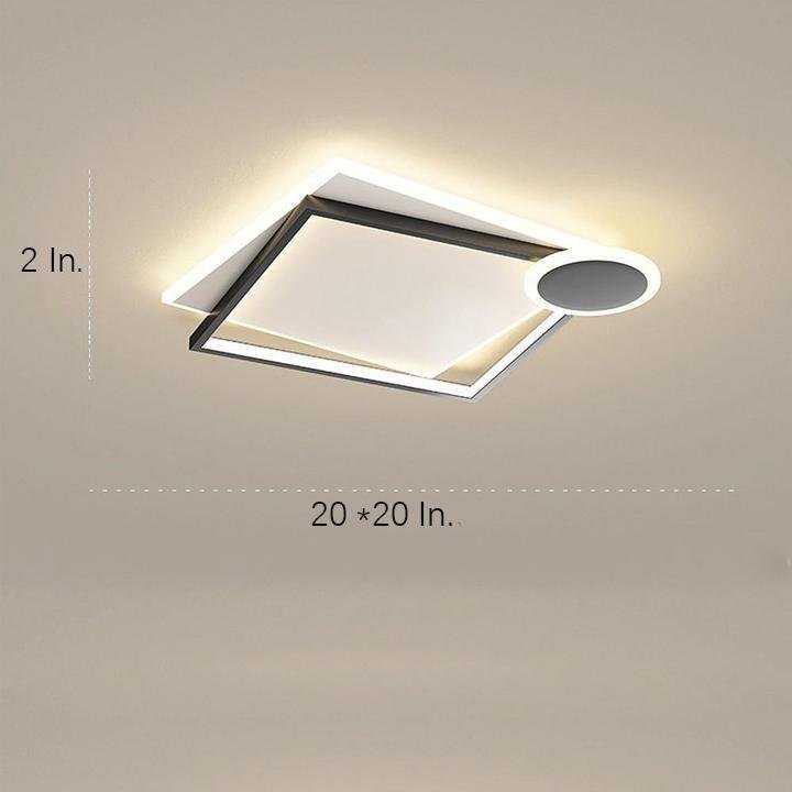 Squares Circle Metal Offset Flush Mount Light LED Bedroom Ceiling Lights-Lighom
