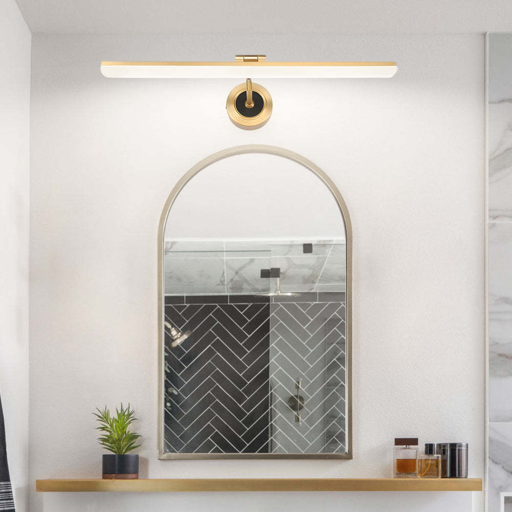 Adjustable LED Bathroom Vanity Mirror Light with Rotatable Flat Bar in Gold/Black Finish-Lighom