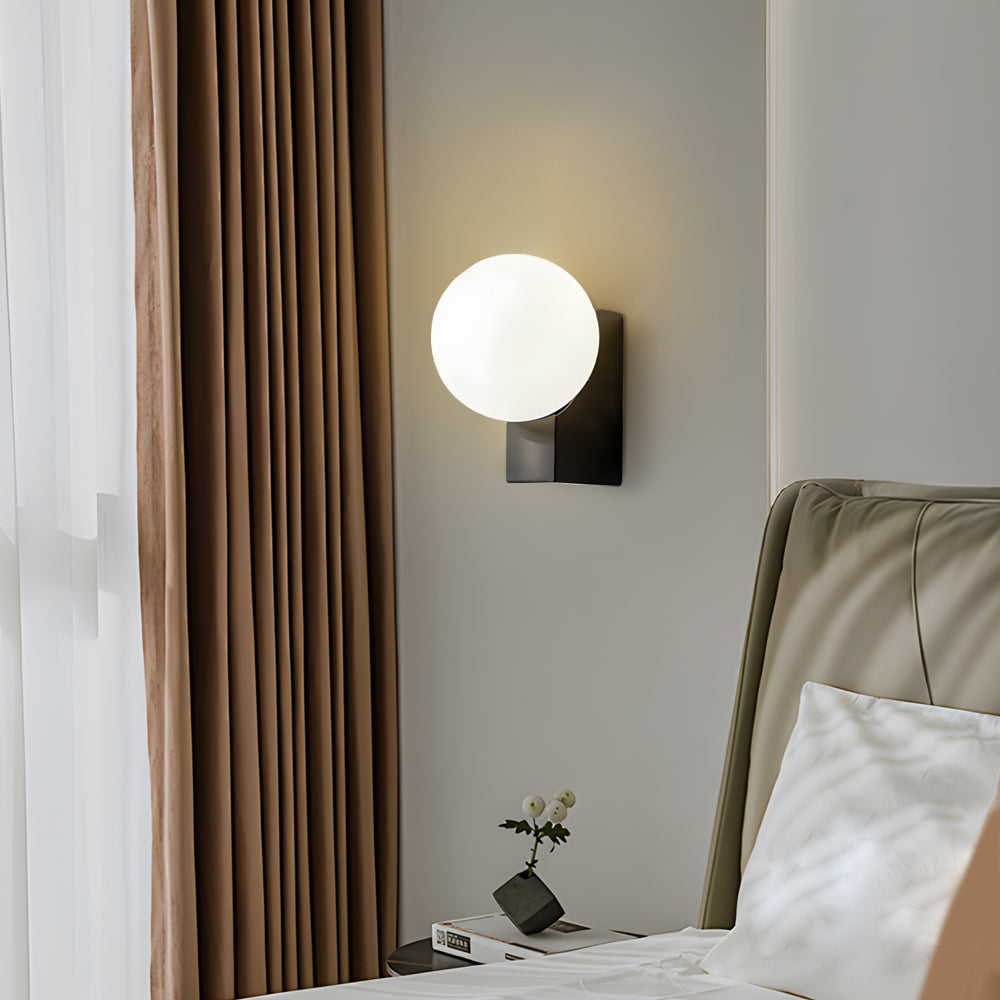 Cream Glass Ball Dimmable LED Wall Light