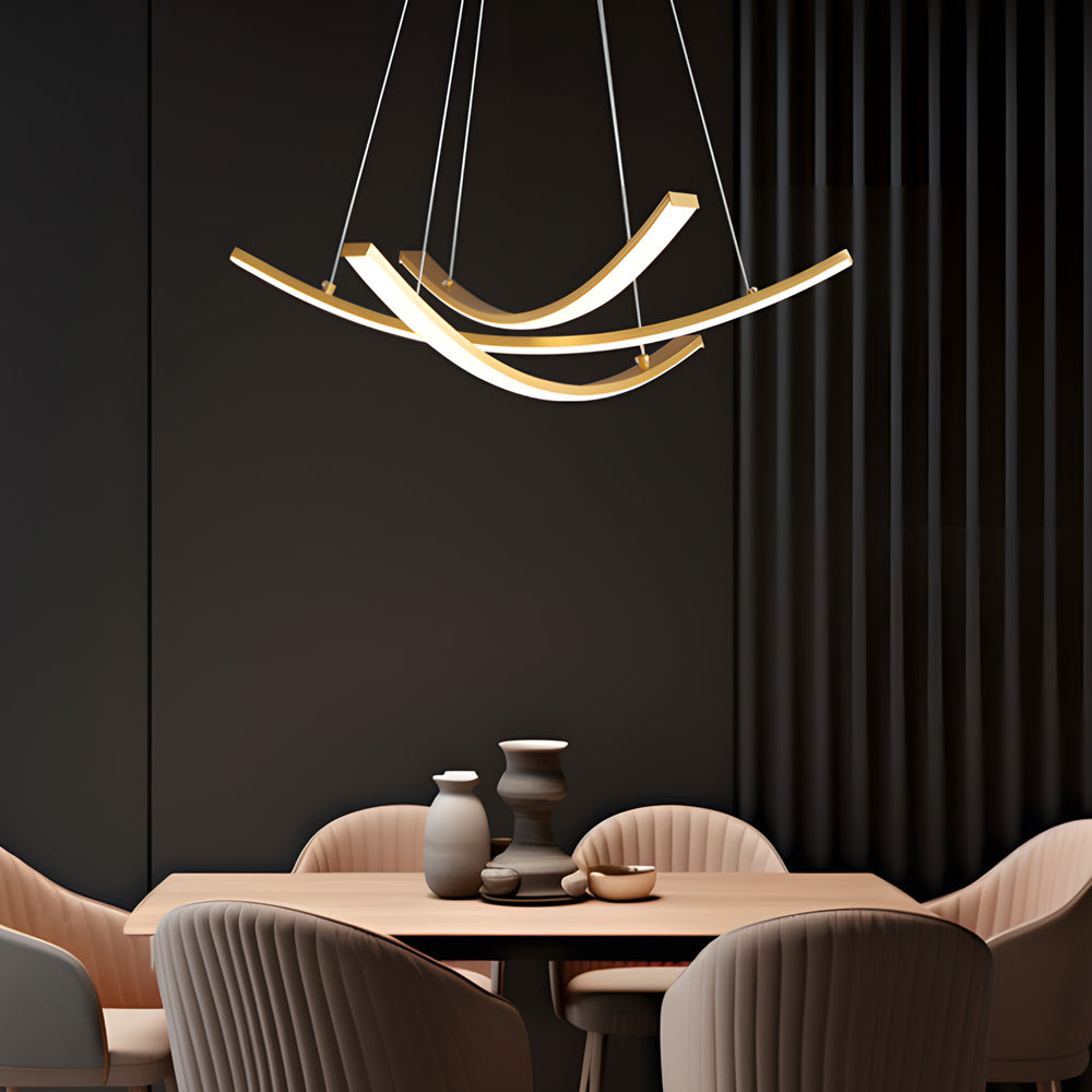 Curved Copper Strip Full-Spectrum LED Pendant