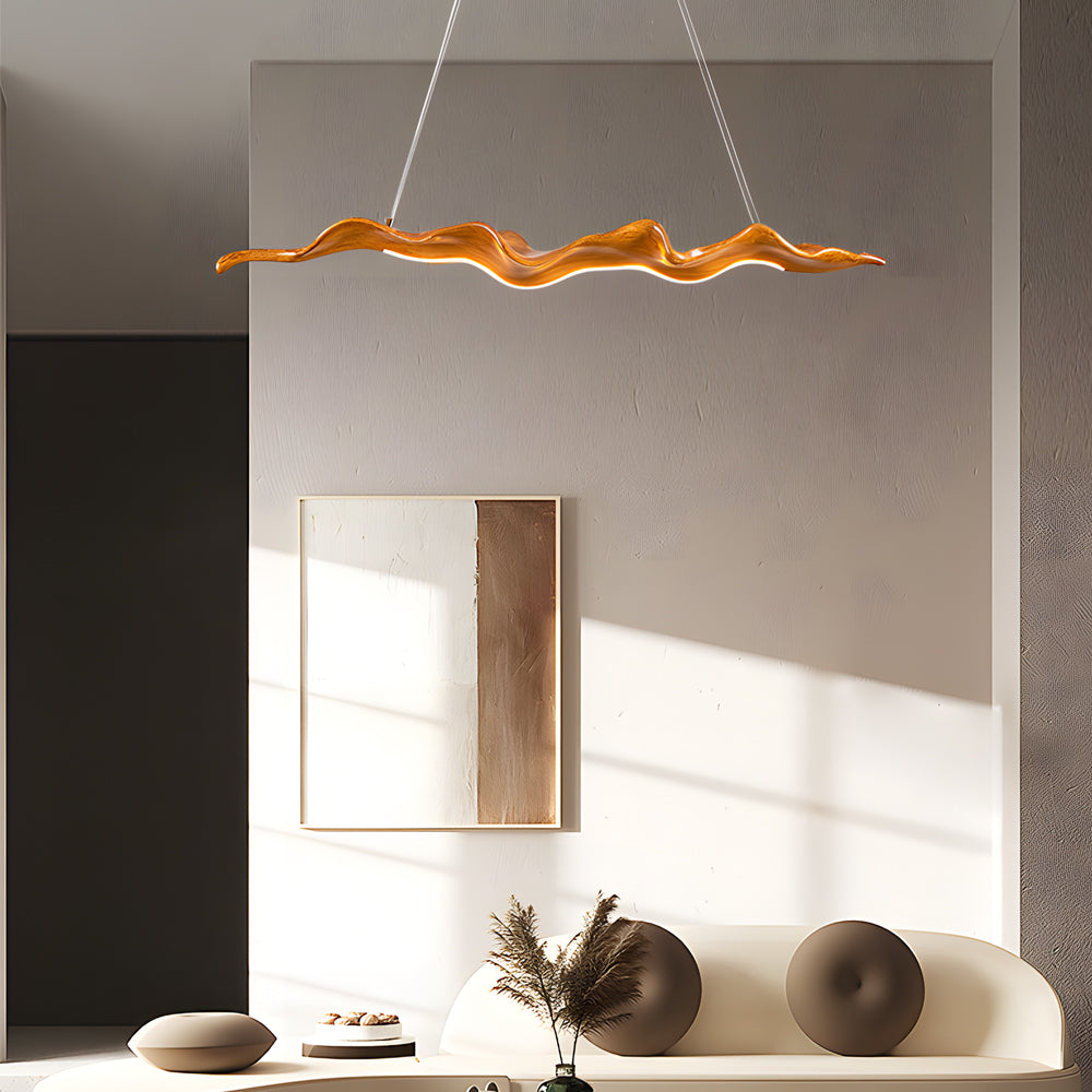 Japanese Retro Silicone Wave Wood Grain LED Pendant