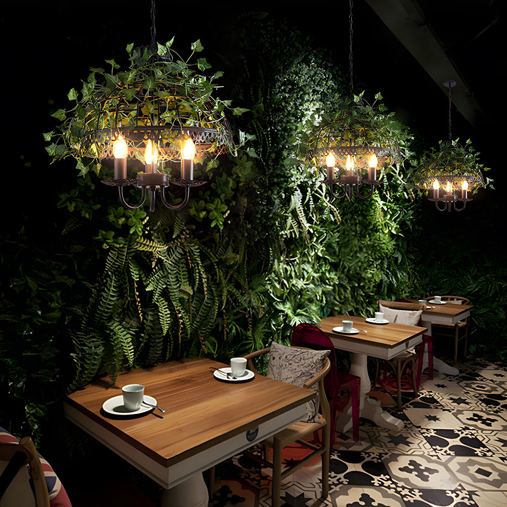 Enchanted Forest Iron Cage Vine Pendant Light