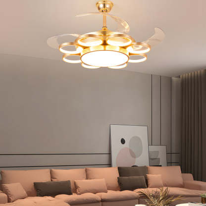 Invisible Silent Ceiling Fan Ring Remote LED Chandelier-Lighom