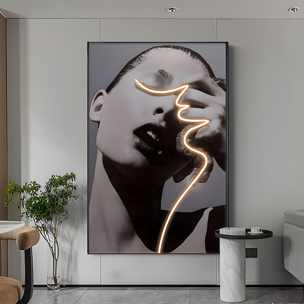 LED Crystal Porcelain Lady Profile Wall Painting-Lighom