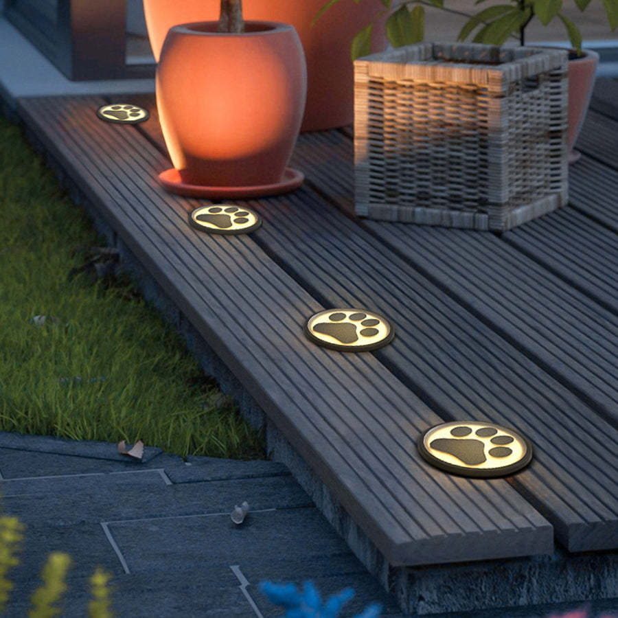 Modern Cat Paw Print LED Recessed Lights for Decks and Gardens-Lighom