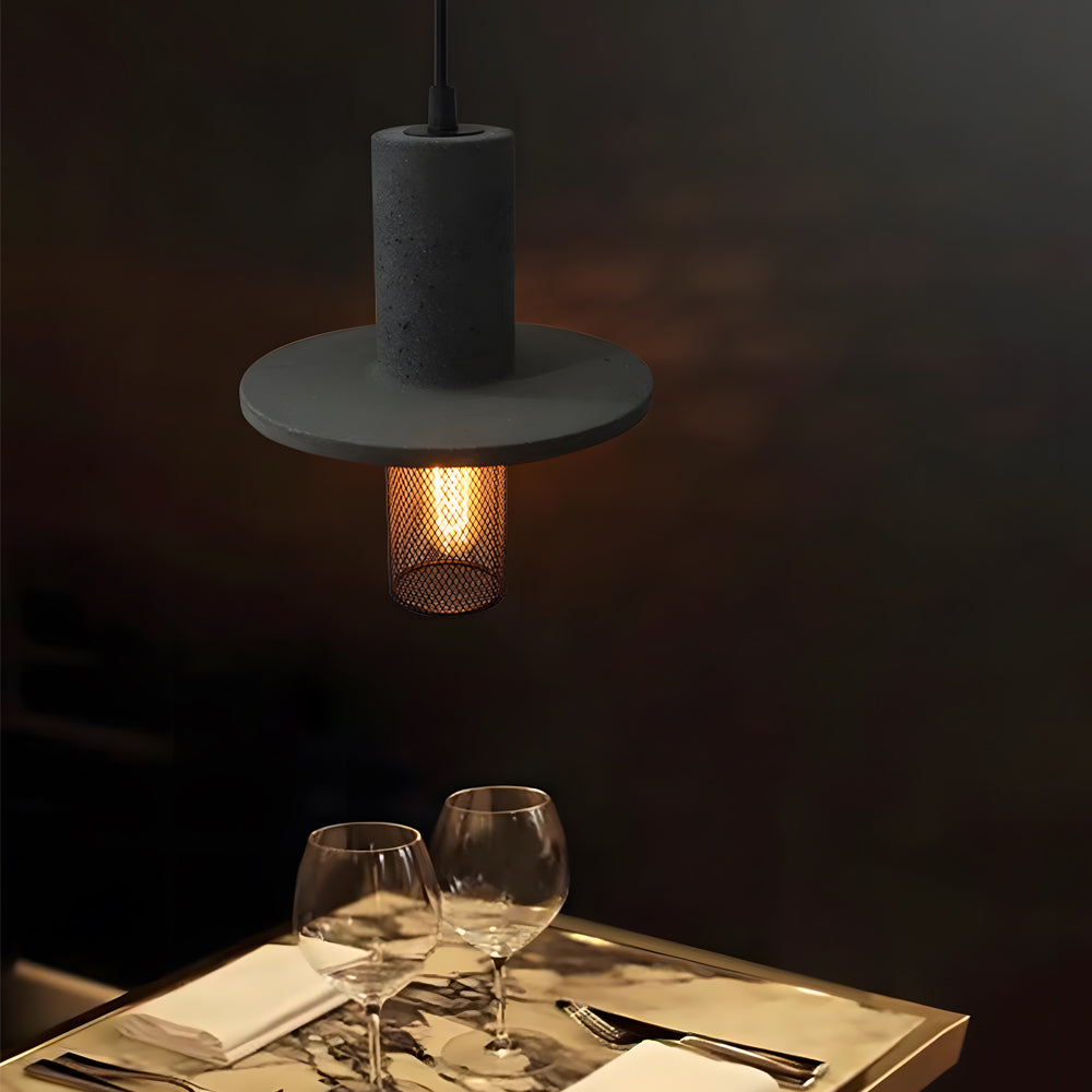 Nordic Retro Industrial Cement Mesh LED Pendant