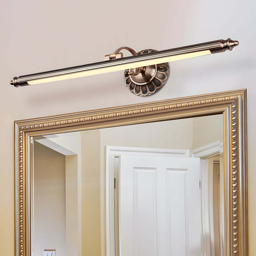 Retro Cylinder LED Bathroom Vanity Light with Flower Accents in Bronze Finish-Lighom