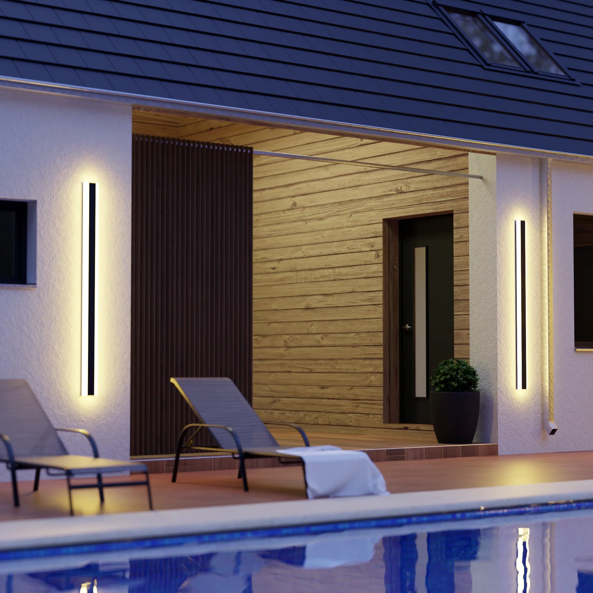 Linear LED Long Outdoor Wall Light Minimalist Exterior Wall Mount Lights Waterproof for Porch-Lighom