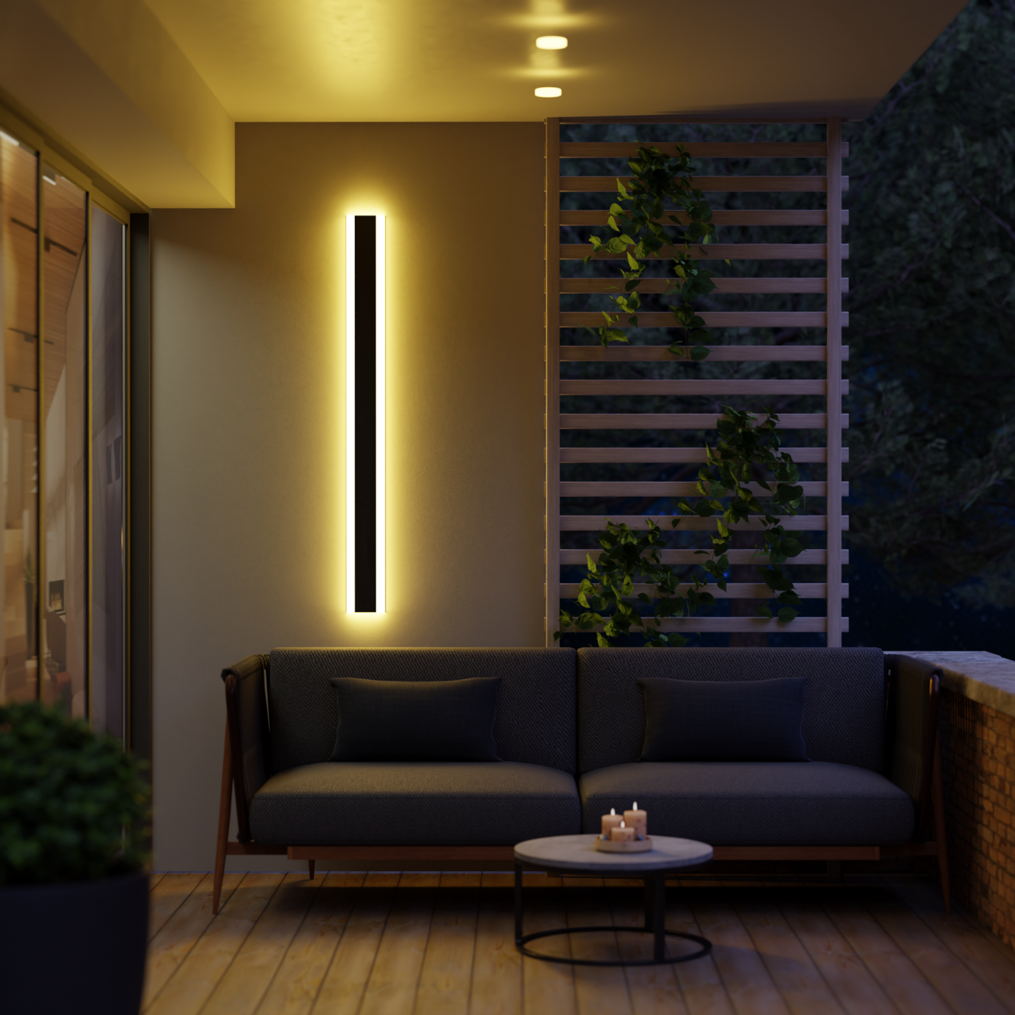 Linear LED Long Outdoor Wall Light Minimalist Exterior Wall Mount Lights Waterproof for Porch-Lighom