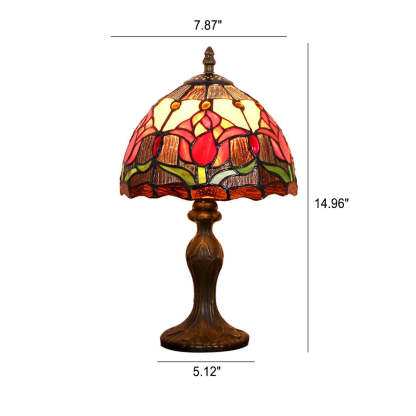 Tiffany Rustic Tulip Stained Glass Table Lamp — Blue Tulip / Push Button Switch / 110V-120V For US/CA