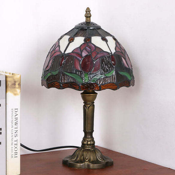 Tiffany Rustic Tulip Stained Glass Table Lamp — Tulip 2 / Dimmer Switch / 110V-120V For US/CA