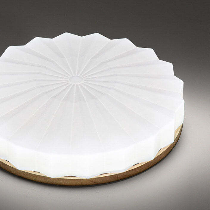 Japanese Minimalist Round Wood Acrylic LED Flush Mount Light
