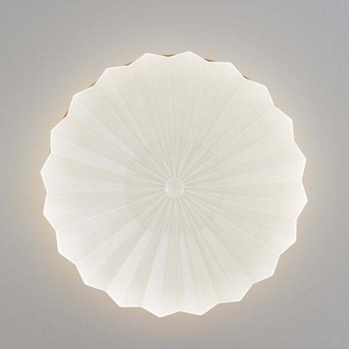 Japanese Minimalist Round Wood Acrylic LED Flush Mount Light