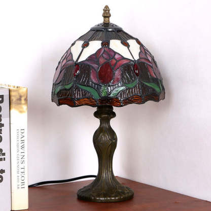 Tiffany Rustic Tulip Stained Glass Table Lamp — Tulip 2 / Dimmer Switch / 220V-240V For UK/AU