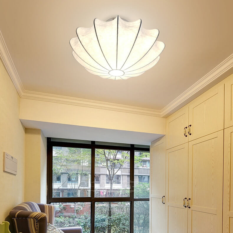 White nordic round faux flush mount lighting — 15.75" W x 5.91" H / 220V-240V (UK/AU)