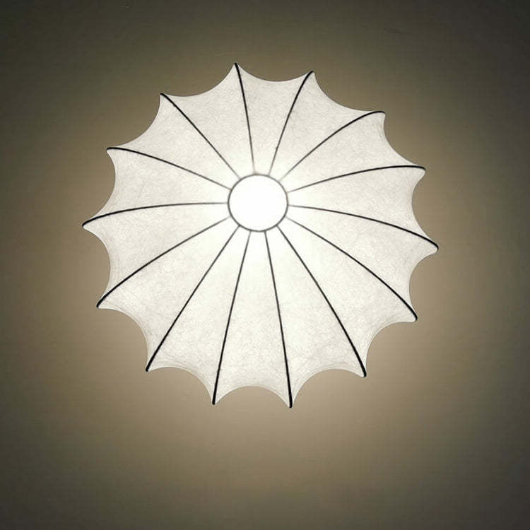 Nordic White Beige Round Faux Silk Flush Ceiling Light