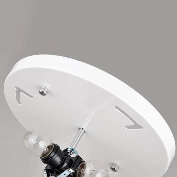 Nordic White Beige Round Faux Silk Flush Ceiling Light