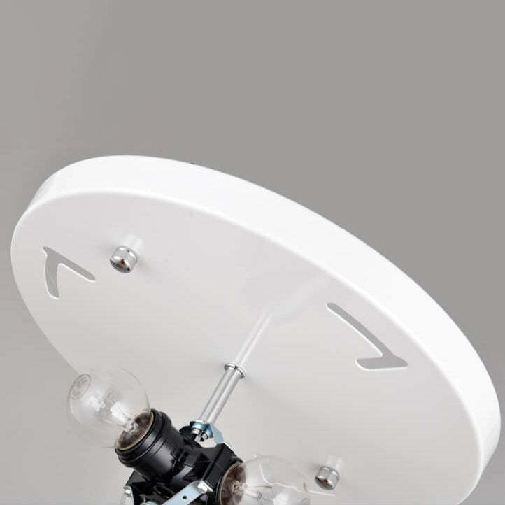 Nordic White Beige Round Faux Silk Flush Ceiling Light