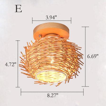 Minimalist Bamboo Weaving Flush Mount Light