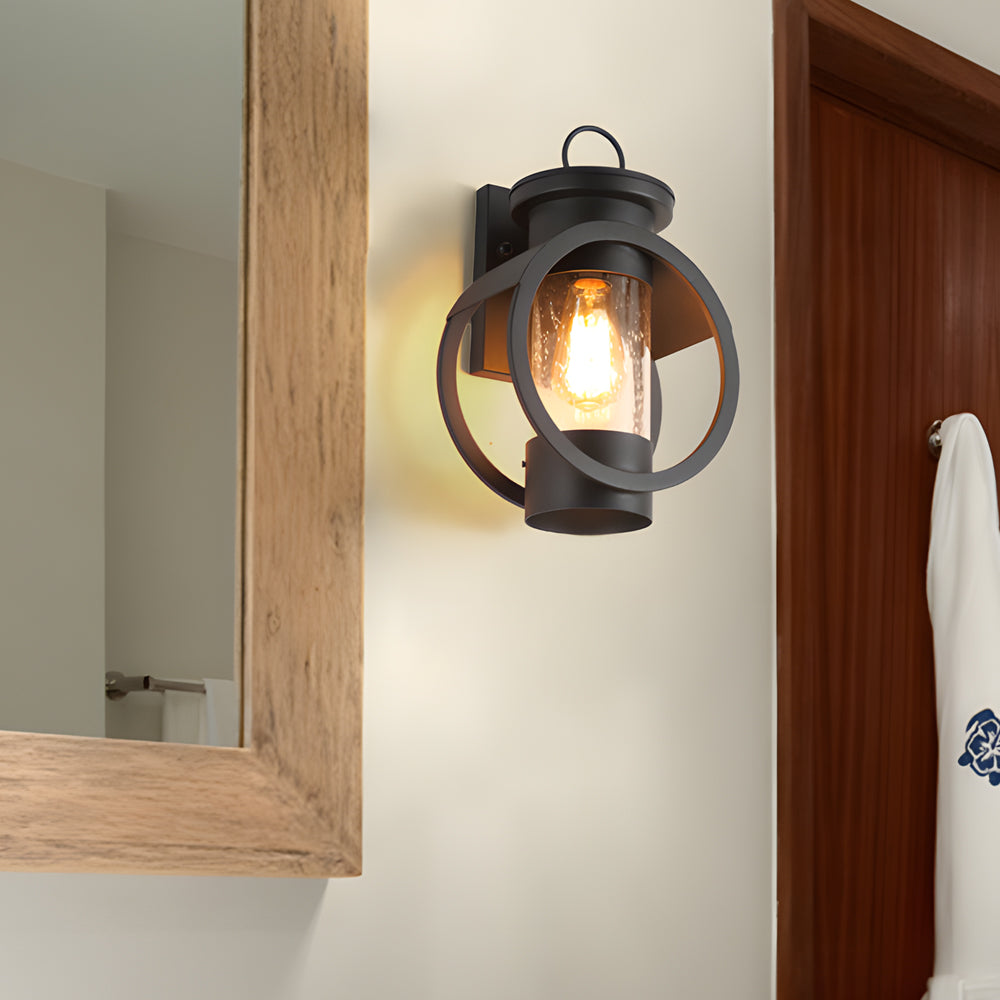 Raindrop Glass Edison Black Outdoor Wall Light