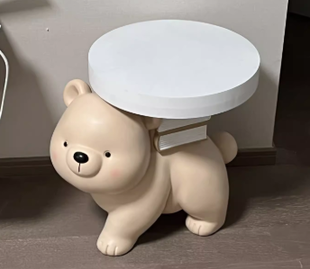 Contemporary Fir Board Bear Resin Side Table