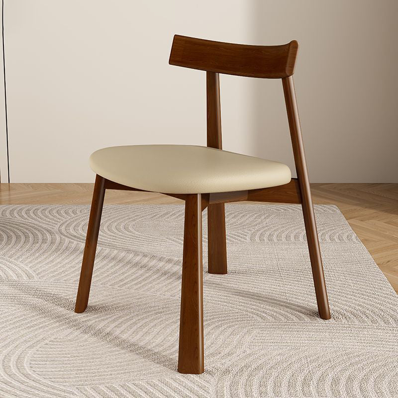 Leather Upholstered Wood Dining Chair