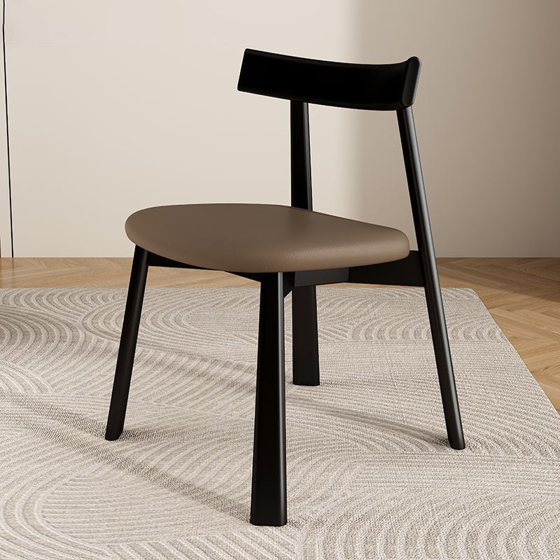 Leather Upholstered Wood Dining Chair — White Wooden Frame+White Leather