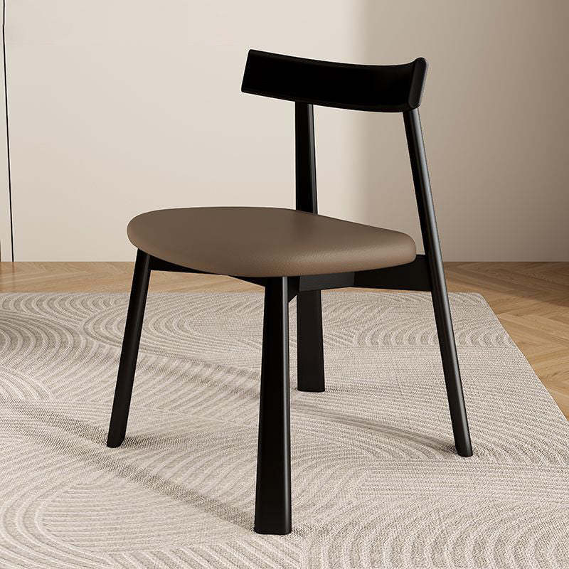 Leather Upholstered Wood Dining Chair — White Wooden Frame+White Leather