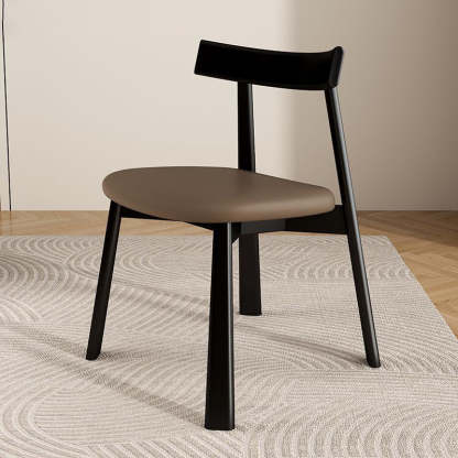 Leather Upholstered Wood Dining Chair — White Wooden Frame+White Leather