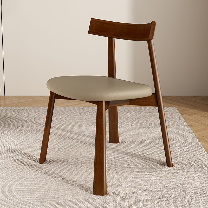 Leather Upholstered Wood Dining Chair