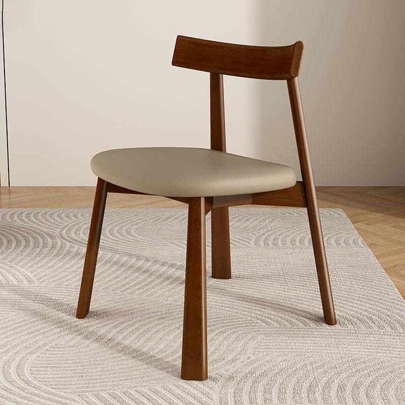 Leather Upholstered Wood Dining Chair