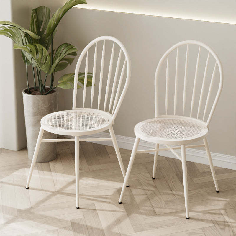 Nordic Hollow-Back Steel Upholstered Dining Chair — Black Frame