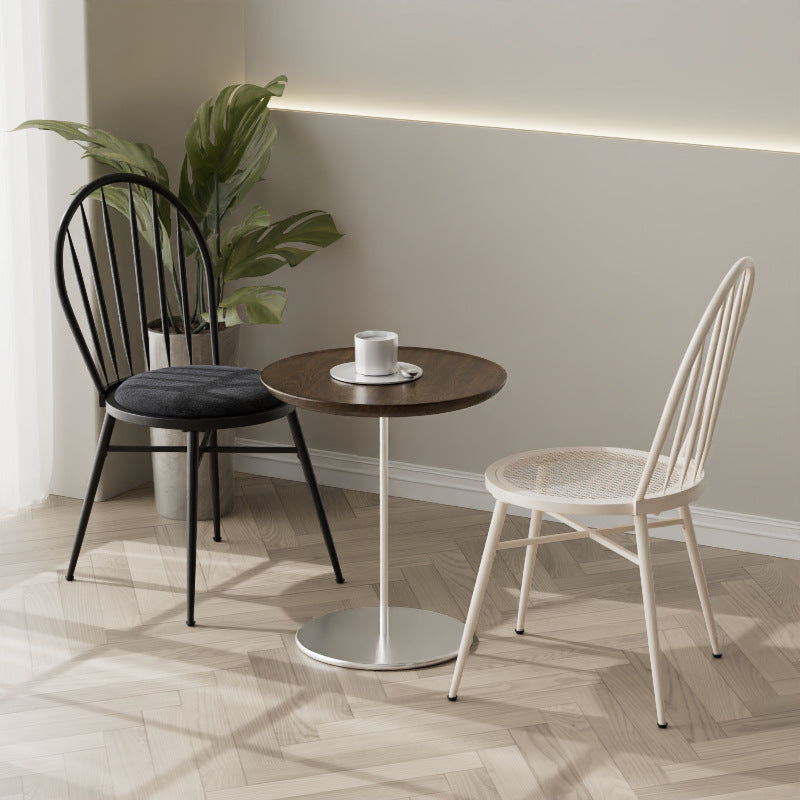 Nordic Hollow-Back Steel Upholstered Dining Chair — Gold Frame + PU Leather Upholstered