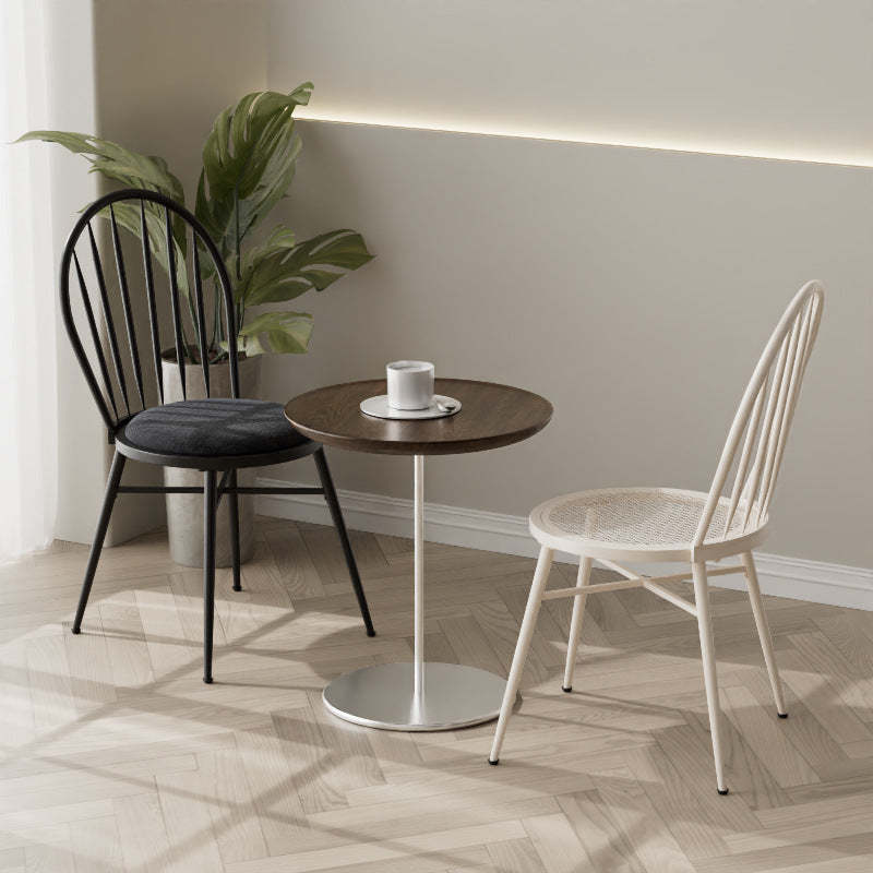 Nordic Hollow-Back Steel Upholstered Dining Chair — Gold Frame + PU Leather Upholstered