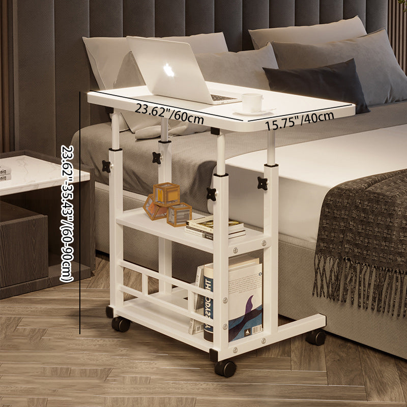 Minimalist Wood Iron Adjustable End Table — White