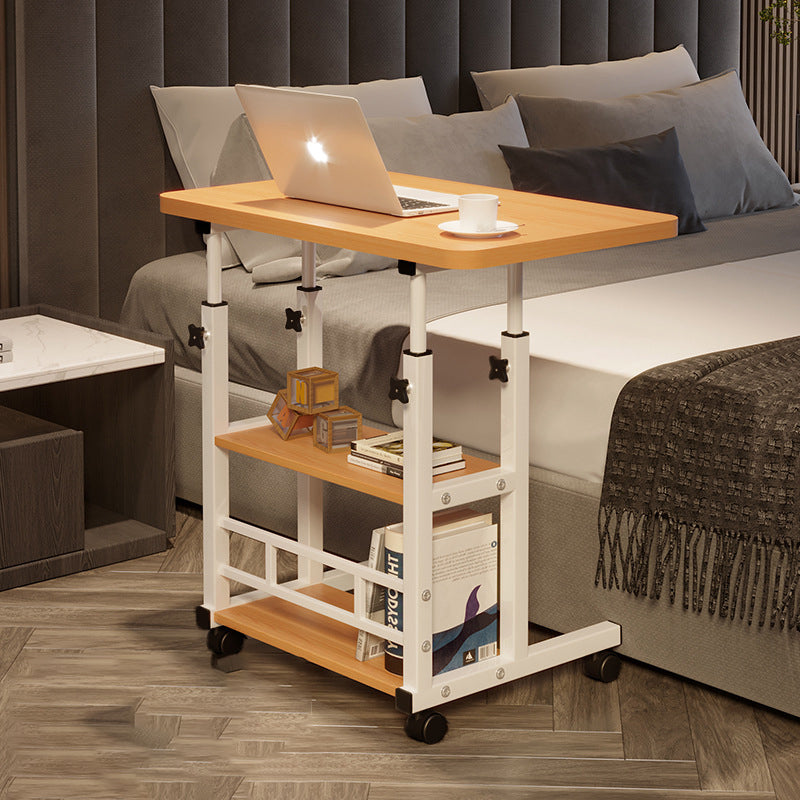 Minimalist Wood Iron Adjustable End Table — Wood