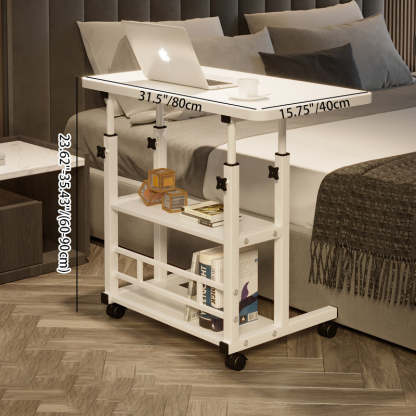 Minimalist Wood Iron Adjustable End Table — Black
